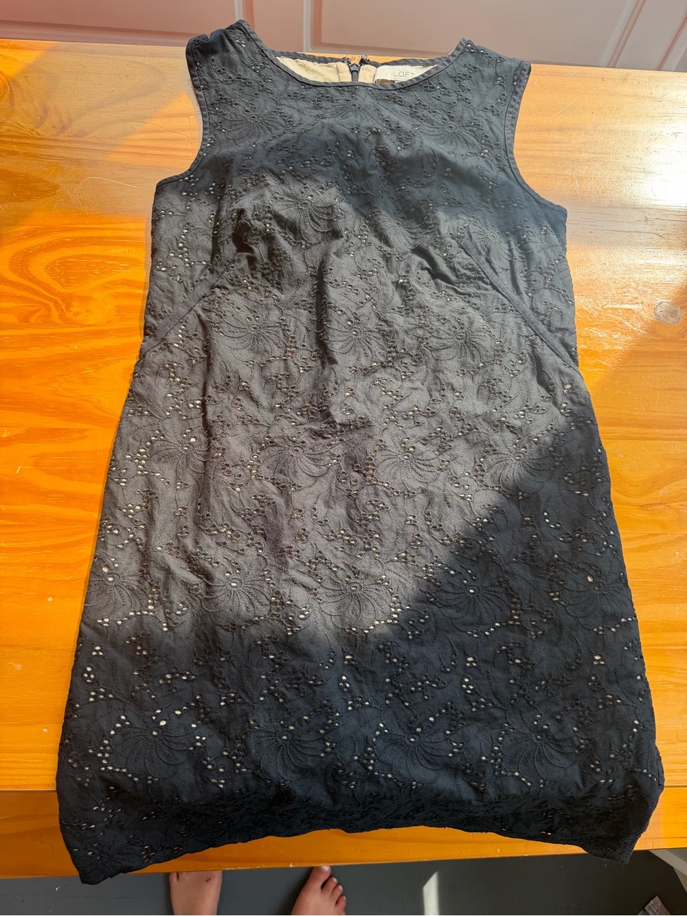 LOFT Black Sleeveless Eyelet Mini Dress